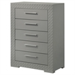 Pemberly Row 5-Drawer High Gloss Bedroom Chest in Grey Finish