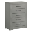 Pemberly Row 5-Drawer High Gloss Bedroom Chest in Grey Finish
