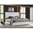 Pemberly Row Eastern King Panel Bed with LED Headboard in White Gloss