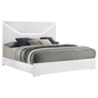Pemberly Row Eastern King Panel Bed with LED Headboard in White Gloss