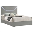 Pemberly Row Queen Panel Bed with LED Headboard in Grey High Gloss