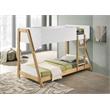 Pemberly Row Wood Twin Over Twin Bunk Bed in White and Natural
