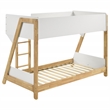 Pemberly Row Wood Twin Over Twin Bunk Bed in White and Natural