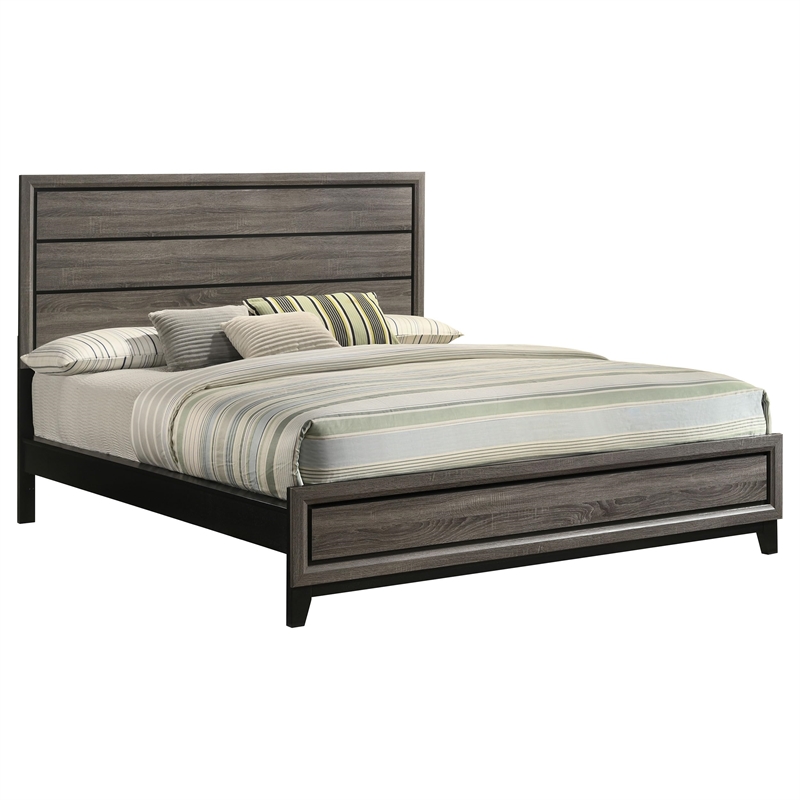 Pemberly Row 56-Inch Wood California King Panel Bed in Gray Oak