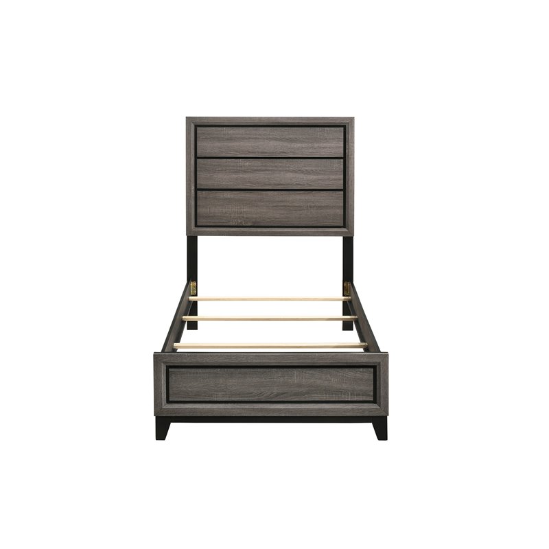 Pemberly Row 56-Inch Transitional Wood Twin Panel Bed in Gray Oak