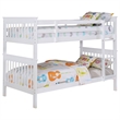 Pemberly Row Wood Twin Over Twin Bunk Bed with Mattresses in White