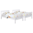 Pemberly Row Wood Twin Over Twin Bunk Bed with Mattresses in White