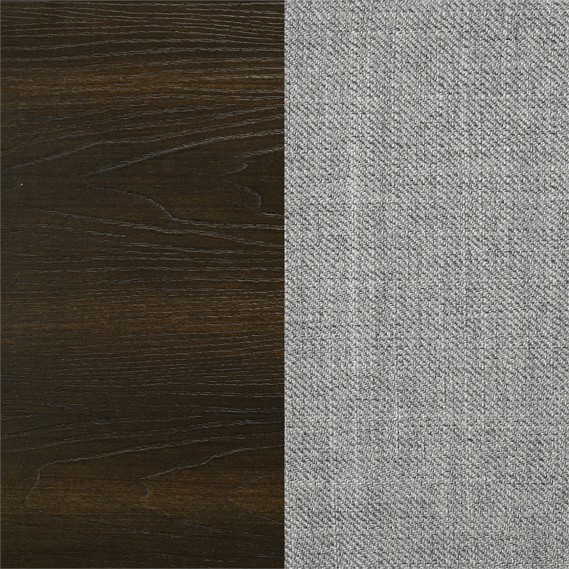 Pemberly Row 63-Inch Wood Queen Panel Bed in Dark Oak and Gray