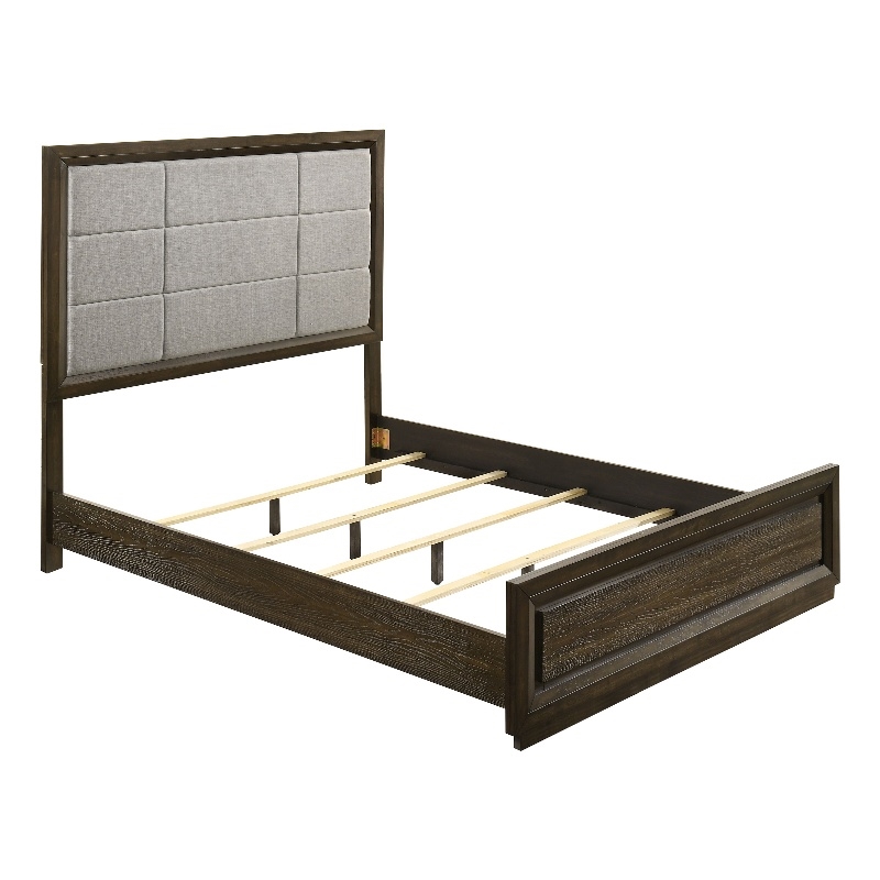 Pemberly Row 63-Inch Wood Queen Panel Bed in Dark Oak and Gray