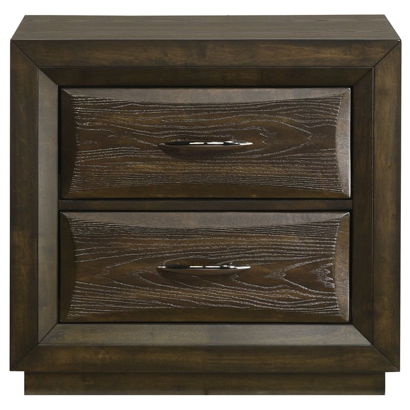Pemberly Row 2-Drawer Wood Nightstand Bedside Table in Dark Oak