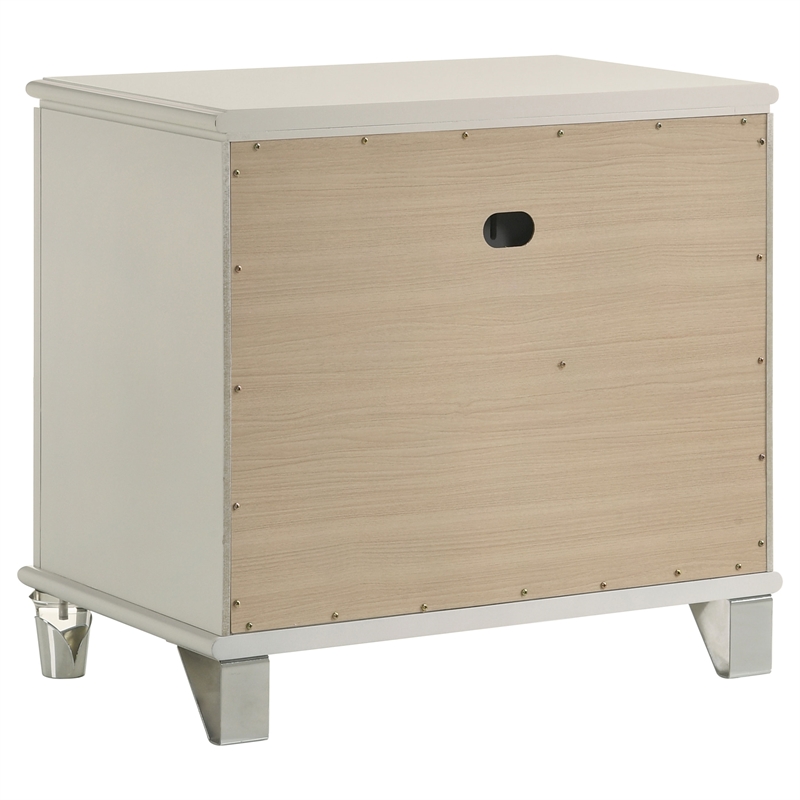 Pemberly Row 2-Drawer Diamond Star Nightstand in Pearl White