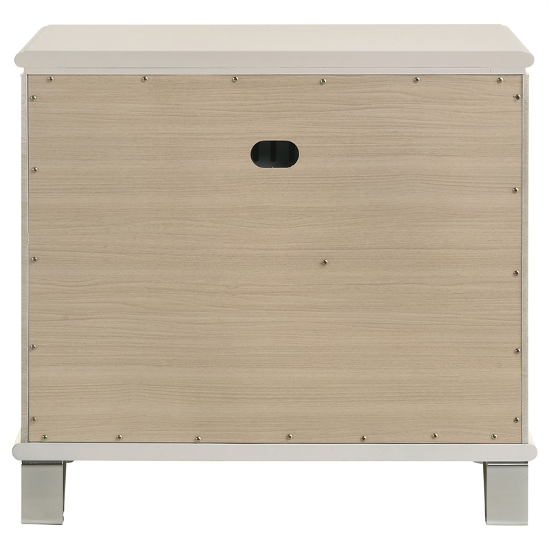 Pemberly Row 2-Drawer Diamond Star Nightstand in Pearl White