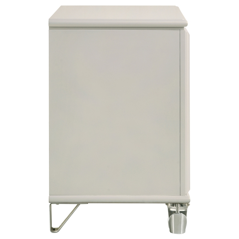 Pemberly Row 2-Drawer Diamond Star Nightstand in Pearl White
