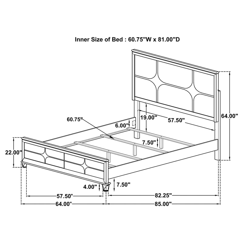 Pemberly Row Queen Panel Bed with LED Headboard in Pearl White