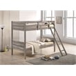 Pemberly Row Twin Over Twin Bunk Bed with Mattresses in Weathered Taupe