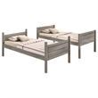 Pemberly Row Twin Over Twin Bunk Bed with Mattresses in Weathered Taupe