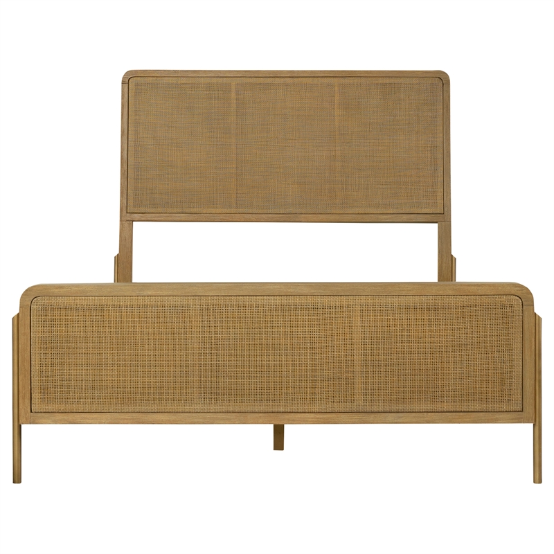 Pemberly Row Rattan California King Panel Bed in Sand Wash and Natural