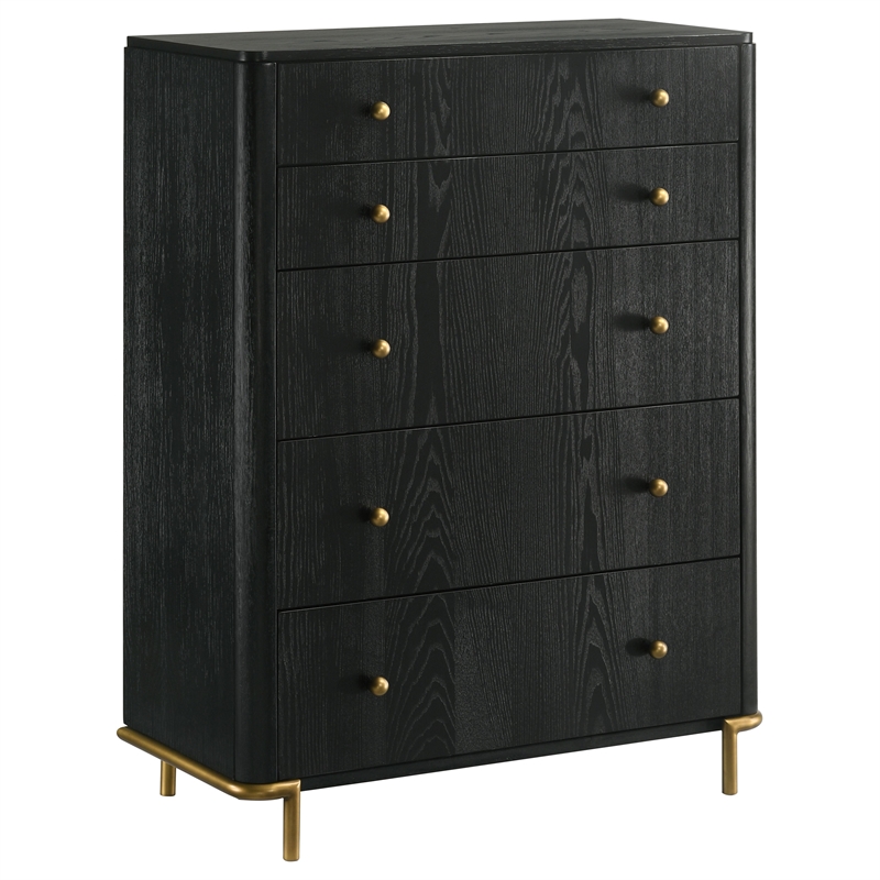 Pemberly Row 5-Piece Queen Rattan Bedroom Set in Black and Natural