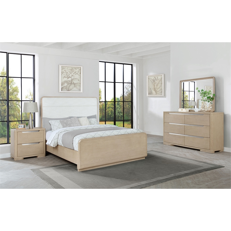 Pemberly Row 4-Piece Eastern King Bedroom Set in Light Elm Finish