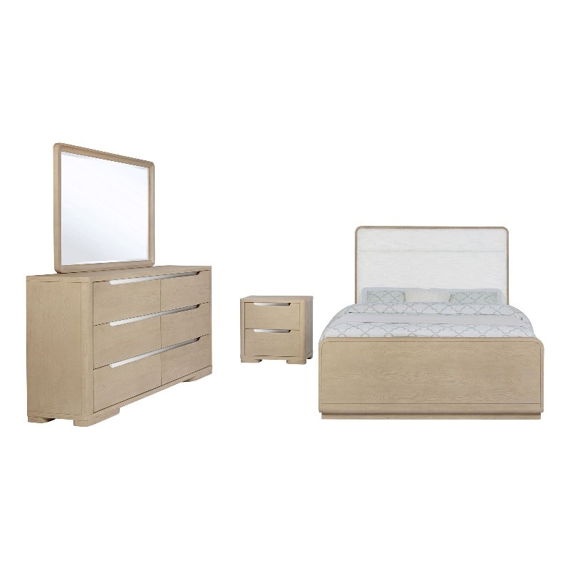Pemberly Row 4-Piece Eastern King Bedroom Set in Light Elm Finish