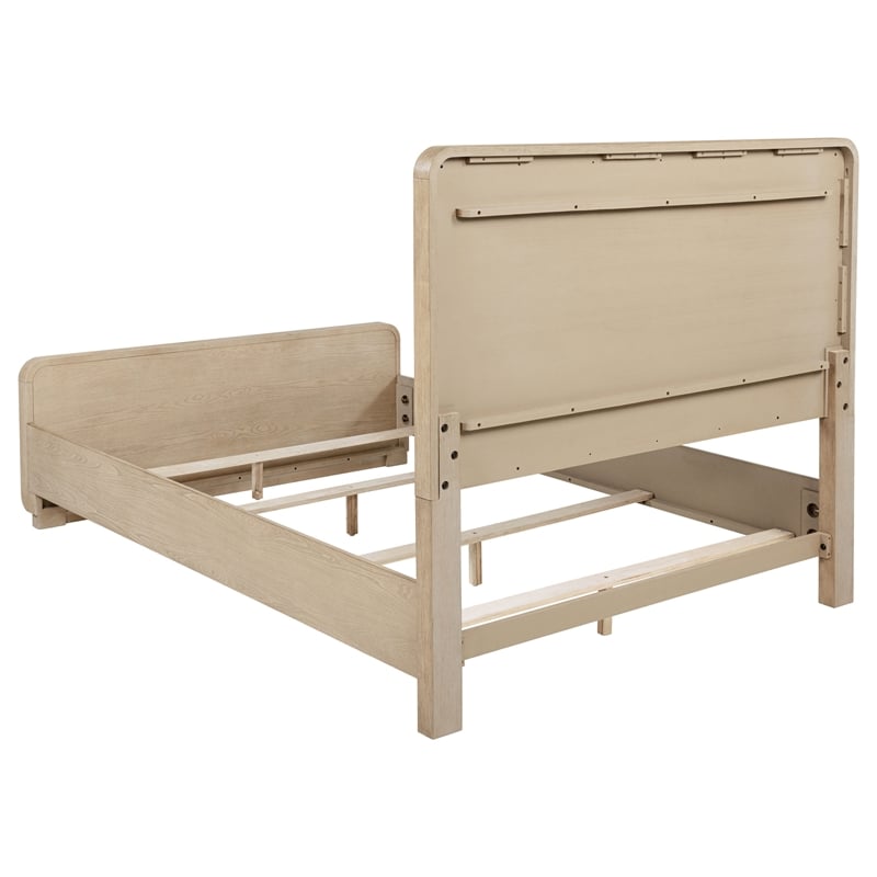 Pemberly Row 56-Inch Eastern King Boucle Panel Bed in Light Elm