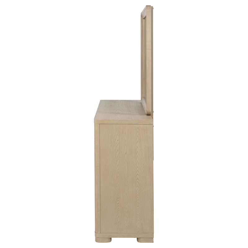 Pemberly Row 6-Drawer Dresser and Mirror Set in Light Elm Finish