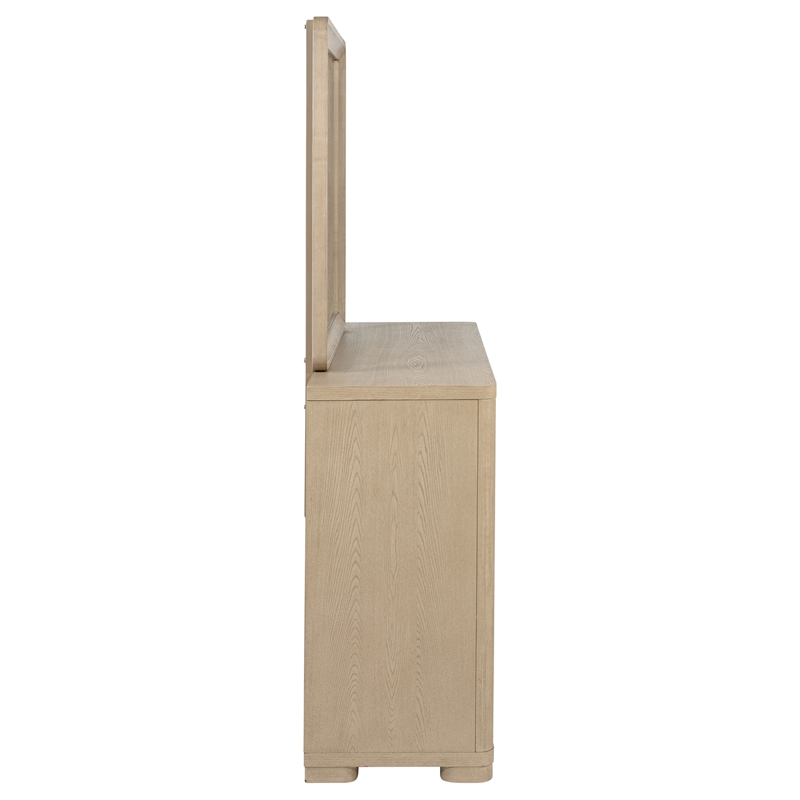 Pemberly Row 6-Drawer Dresser and Mirror Set in Light Elm Finish