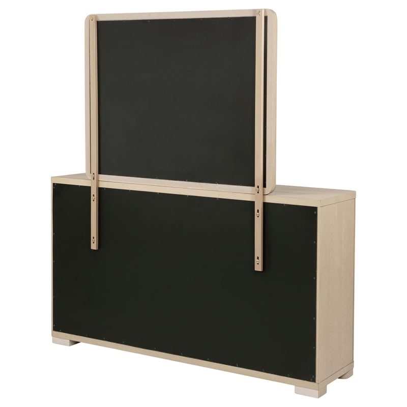 Pemberly Row 6-Drawer Dresser and Mirror Set in Light Elm Finish