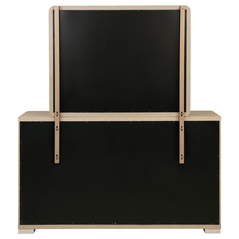 Pemberly Row 6-Drawer Dresser and Mirror Set in Light Elm Finish