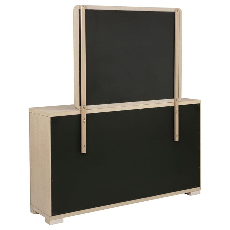 Pemberly Row 6-Drawer Dresser and Mirror Set in Light Elm Finish