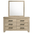 Pemberly Row 6-Drawer Dresser and Mirror Set in Weathered Oak