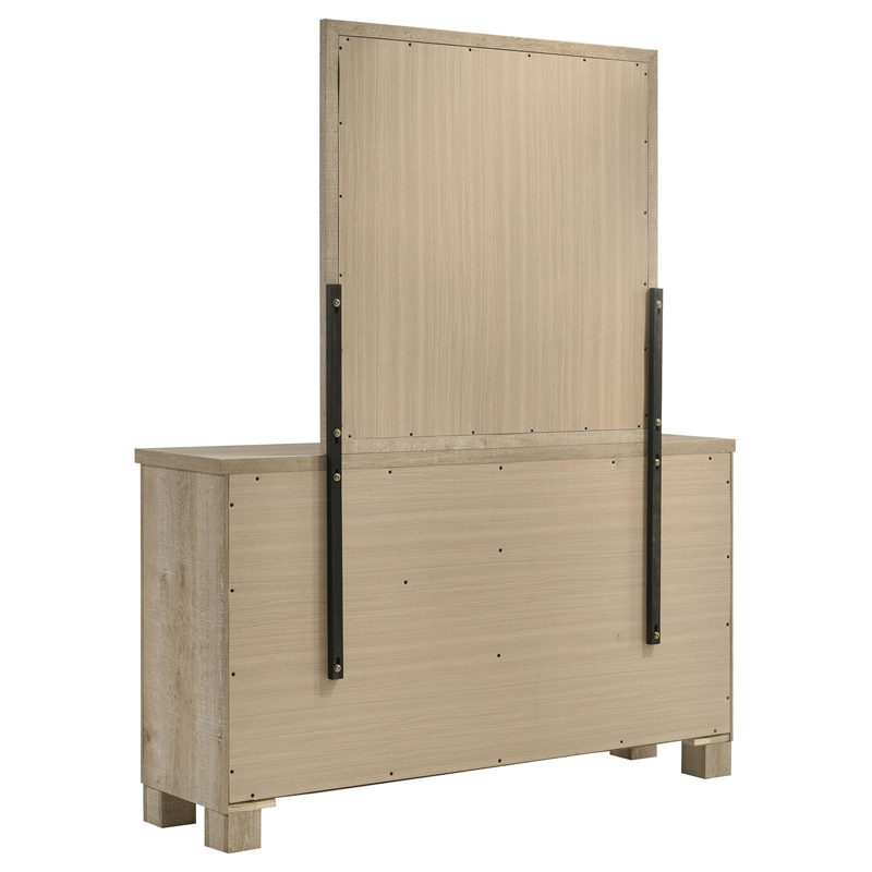 Pemberly Row 6-Drawer Dresser and Mirror Set in Weathered Oak