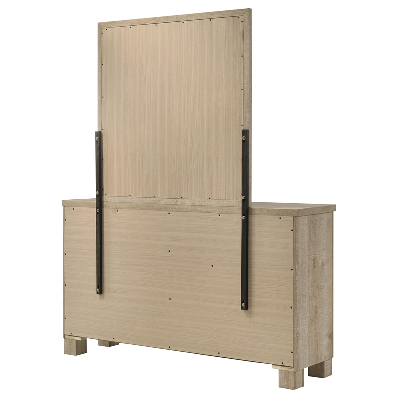 Pemberly Row 6-Drawer Dresser and Mirror Set in Weathered Oak