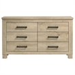Pemberly Row Rustic 6-Drawer Bedroom Dresser in Weathered Oak