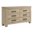 Pemberly Row Rustic 6-Drawer Bedroom Dresser in Weathered Oak