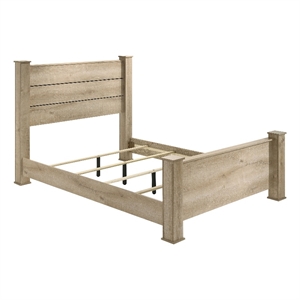 Pemberly Row 55-Inch Queen Panel Bed in Weathered Oak Finish
