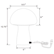 Pemberly Row Mushroom-Shaped Glass Bedside Table Lamp in White