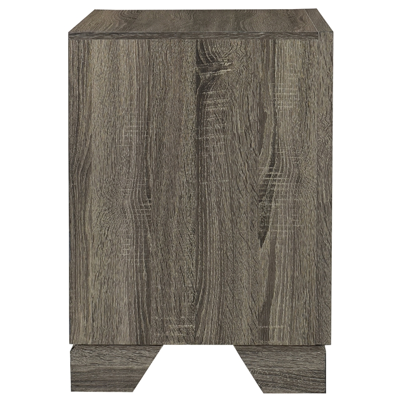 Pemberly Row 2-Drawer Nightstand Bedside Table in Brown Oak Finish