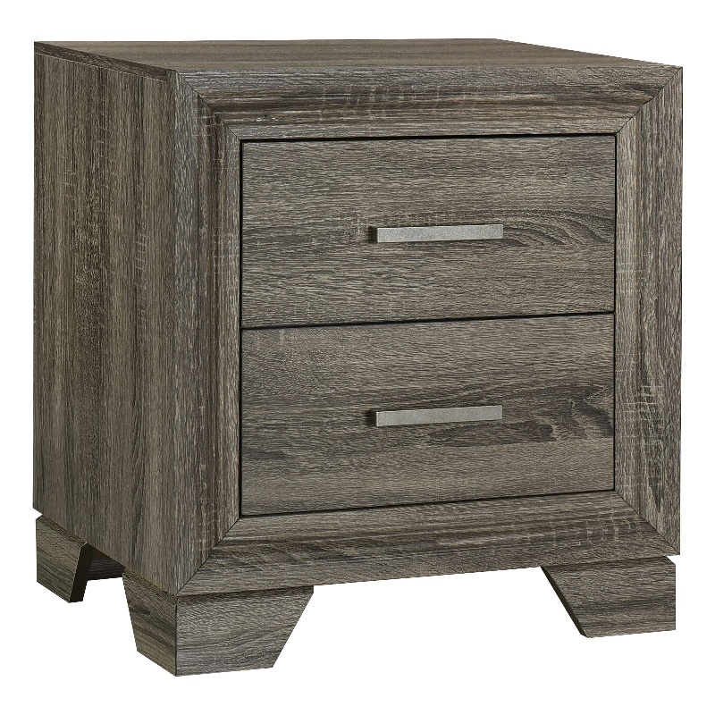 Pemberly Row 2-Drawer Nightstand Bedside Table in Brown Oak Finish