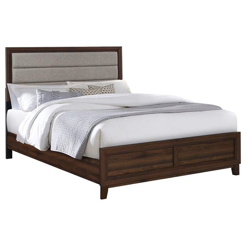 Pemberly Row 50-Inch Upholstered California King Bed in Walnut
