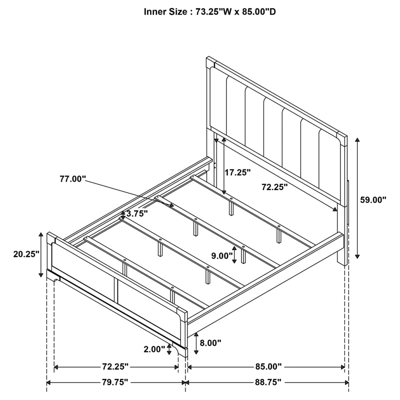 Pemberly Row 59-Inch California King Panel Bed in Dark Cocoa