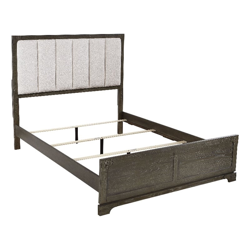 Pemberly Row 59-Inch Queen Boucle Panel Bed in Dark Cocoa Finish