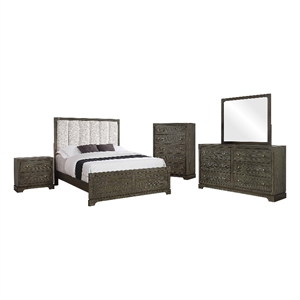 Pemberly Row 5-Piece Eastern King Panel Bedroom Set in Dark Cocoa