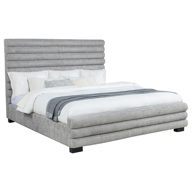 Pemberly Row 58-Inch Boucle Upholstered Eastern King Bed in Grey