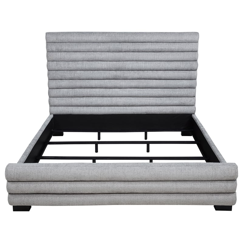 Pemberly Row 58-Inch Boucle Upholstered Eastern King Bed in Grey