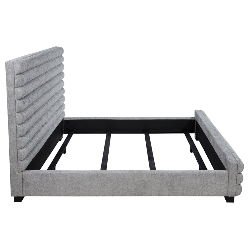 Pemberly Row 58-Inch Boucle Upholstered Eastern King Bed in Grey