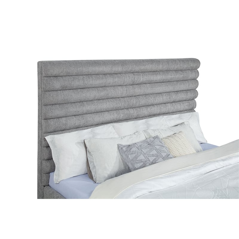 Pemberly Row 58-Inch Boucle Upholstered Eastern King Bed in Grey