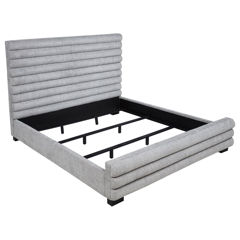 Pemberly Row 58-Inch Boucle Upholstered California King Bed in Grey