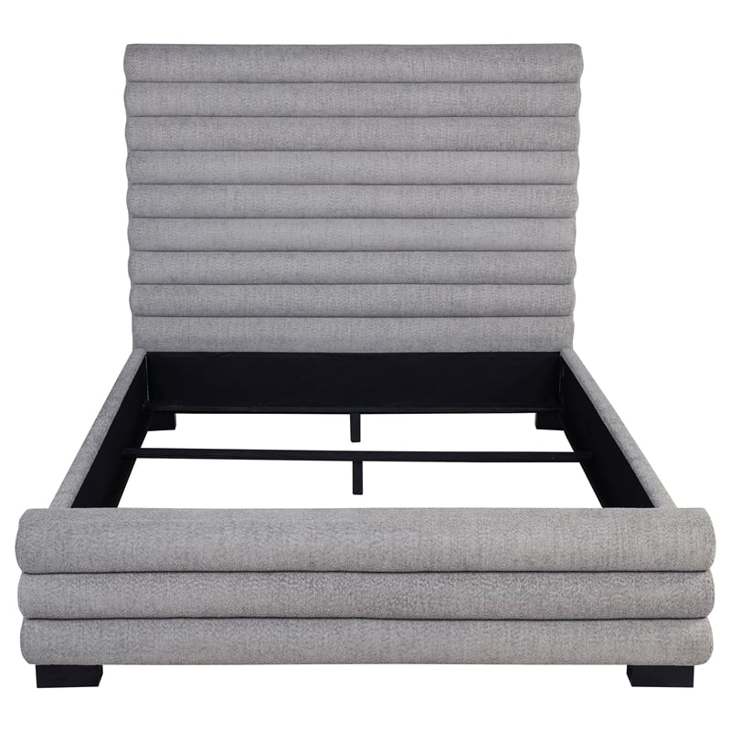 Pemberly Row 58-Inch Boucle Upholstered Queen Bed in Grey Finish