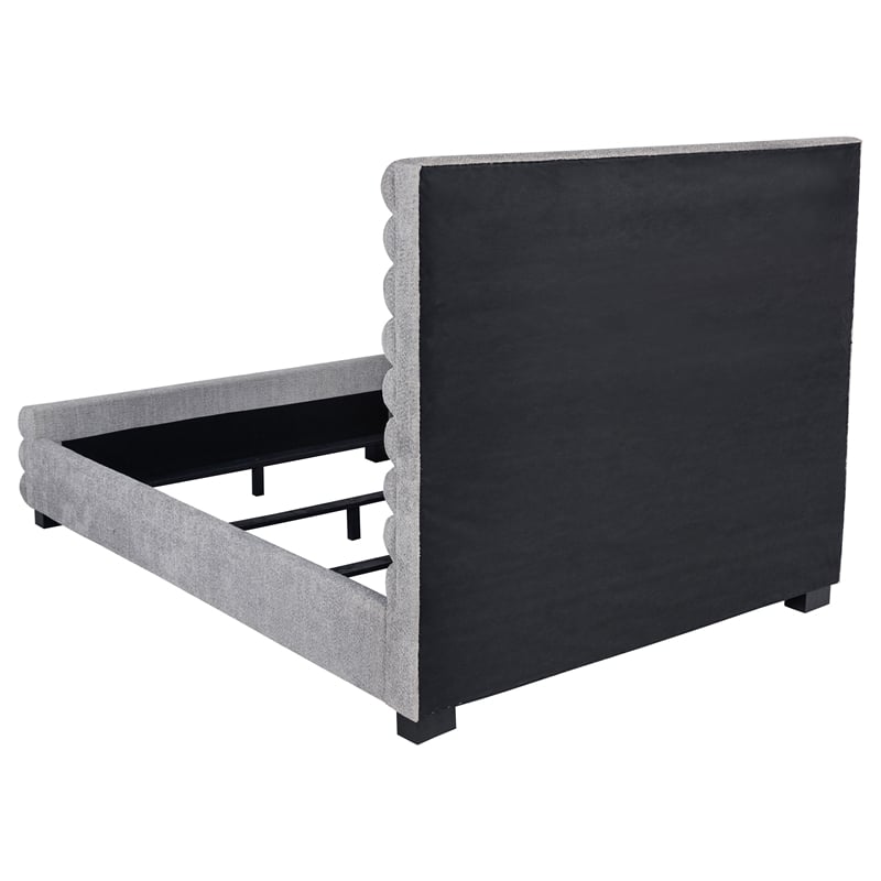 Pemberly Row 58-Inch Boucle Upholstered Queen Bed in Grey Finish
